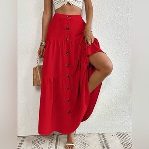 Red maxi skirt